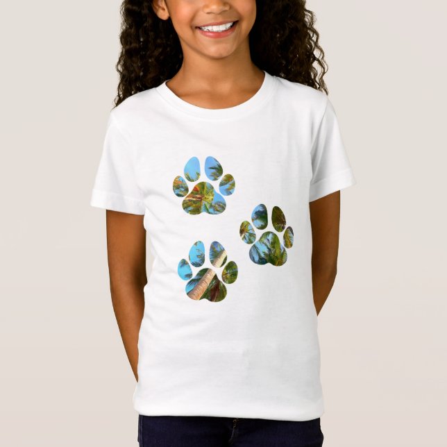 Dog Paw Prints - Tropical Palm Trees T-Shirt (Front)
