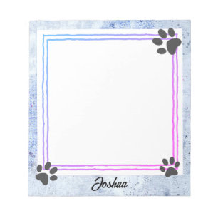dog paw prints watercolor design personalized notepad