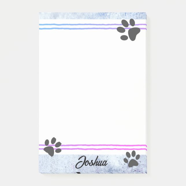 dog paw prints watercolor design personalized  post-it notes (Front)