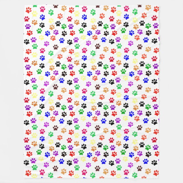 Dog Paw Prints With Basic Colours Cute  Fleece Blanket (Front)
