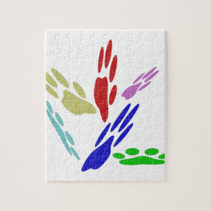 Dog Paw Prints With Polka Dots Jigsaw Puzzle