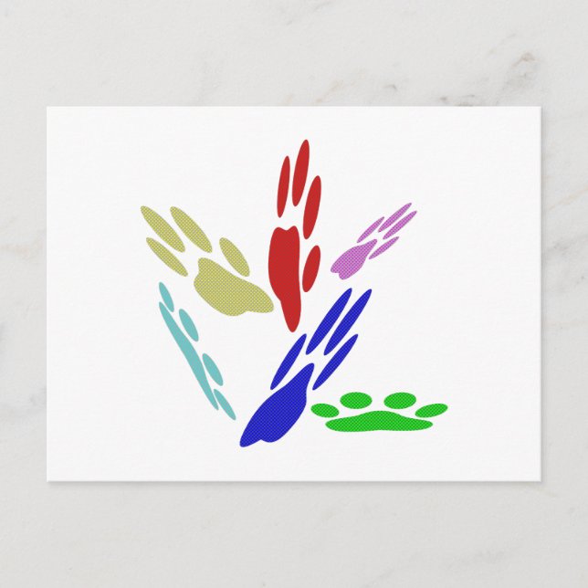 Dog Paw Prints With Polka Dots Postcard (Front)