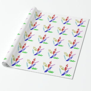 Dog Paw Prints With Polka Dots Wrapping Paper
