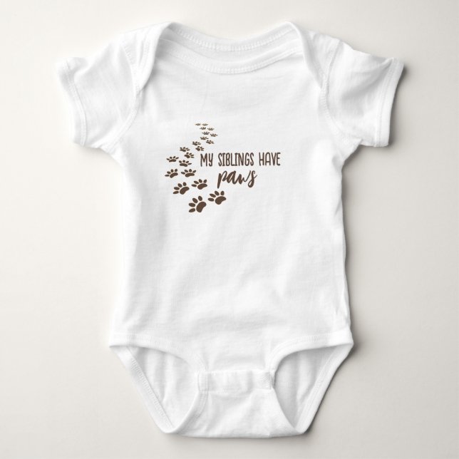 Dog Paw Prints with Text Baby Bodysuit (Front)