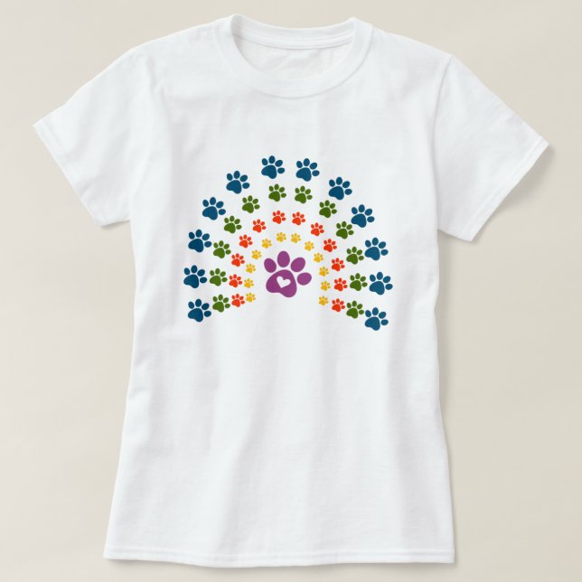 Dog Paw Rainbow T-Shirt (Design Front)
