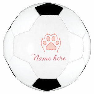 Dog paw red heart pet add name text animal paw  soccer ball