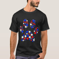 Dog Paw Red White Blue Stars 4th of July Dog Cat L