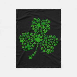 Dog paw shamrock st patricks day dog lover irish fleece blanket