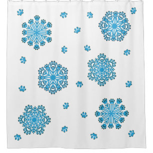 Dog Paw Snowflake Shower Curtain