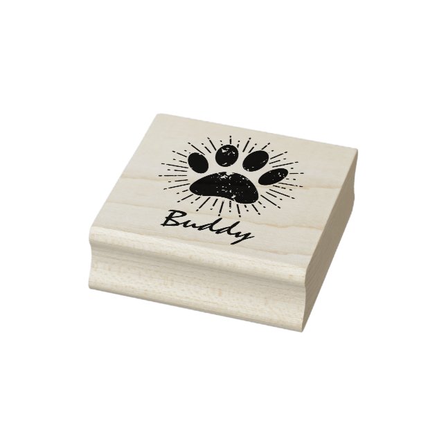 Dog Paw Sunburst Custom Name Signature  Rubber Sta Stamp (Stamp)