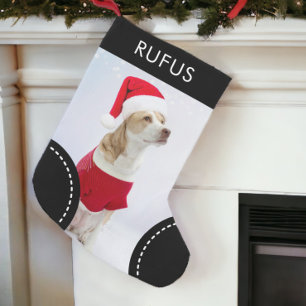 Dog Paw Themed Personalised Christmas Photo Small Christmas Stocking