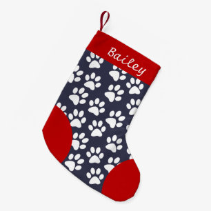 Dog Paw Themed Personalised Christmas Small Christmas Stocking