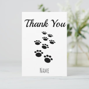 Dog Paw Tracks Custom Thank You Card