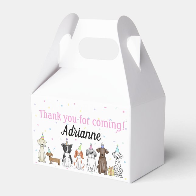 Dog Paw-ty Birthday Girl Personalised Favour Box (Front Side)