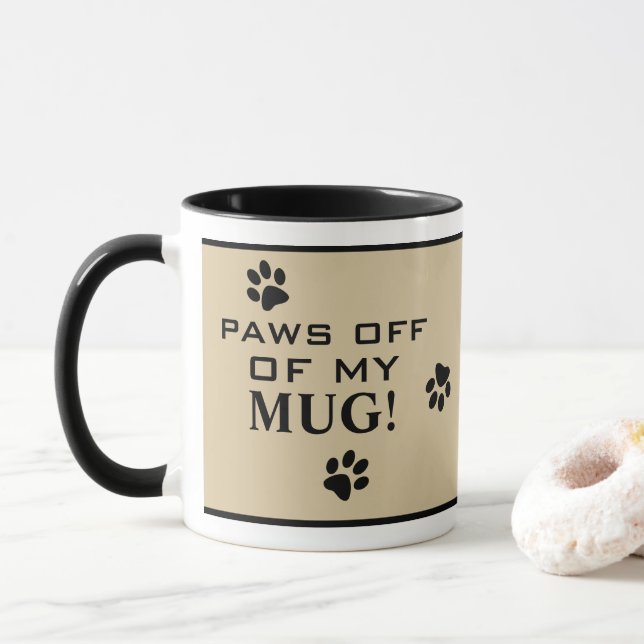Dog Paw Typography Hot Beverage Speciality Mug (With Donut)