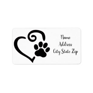 **DOG PAW WITH HEART** ADDRESS LABELS