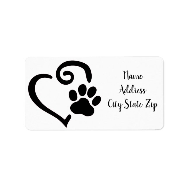 **DOG PAW WITH HEART** ADDRESS LABELS (Front)