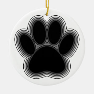 Dog Paw With Outlines Ceramic Tree Decoration