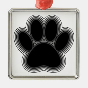 Dog Paw With Outlines Metal Tree Decoration
