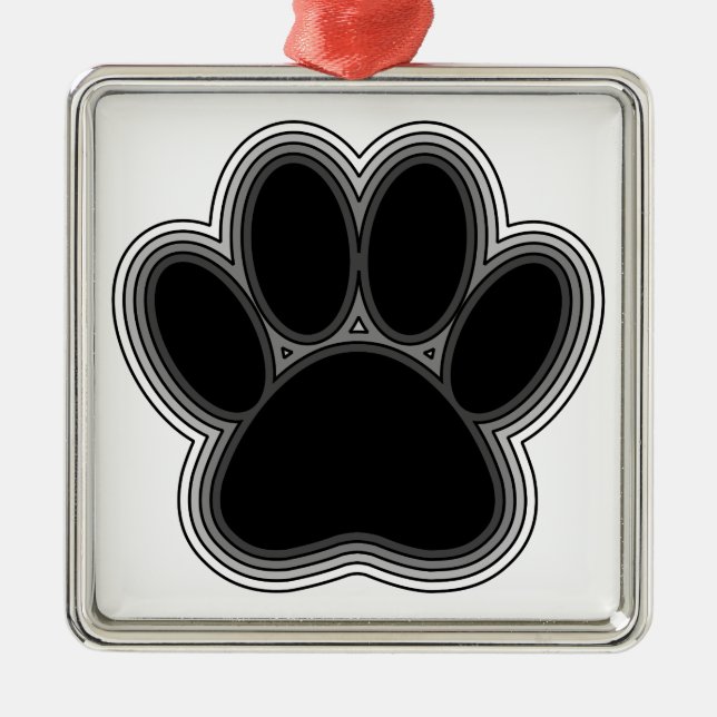 Dog Paw With Outlines Metal Tree Decoration (Front)