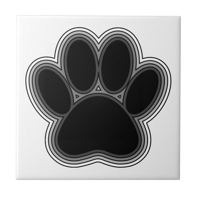 Dog Paw With Outlines Tile (Front)