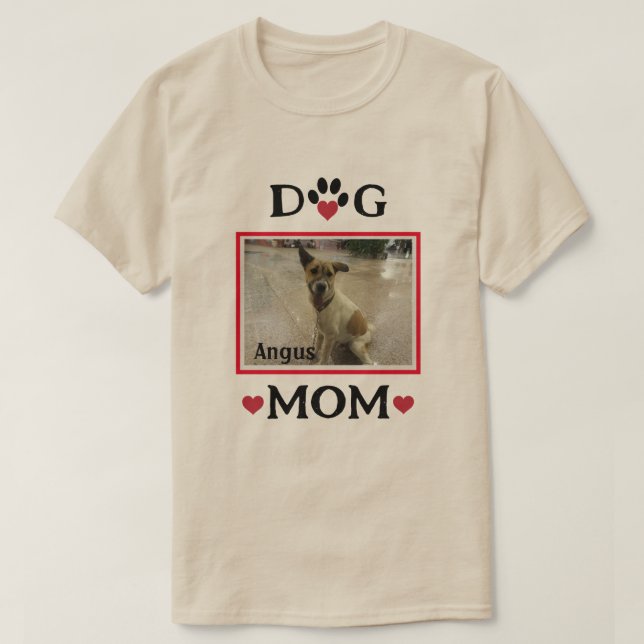 Dog Paw With Red Heart Custom Photo Dog Mum T-Shirt (Design Front)