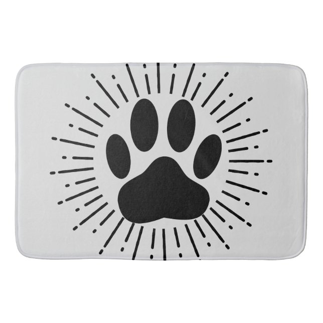 Dog Pawprint And Vintage Style Sunbeam Bath Mat (Front)