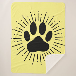 Dog Pawprint And Vintage Style Sunbeam  Sherpa Blanket