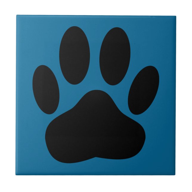 Dog Pawprint Blue Background Tile (Front)