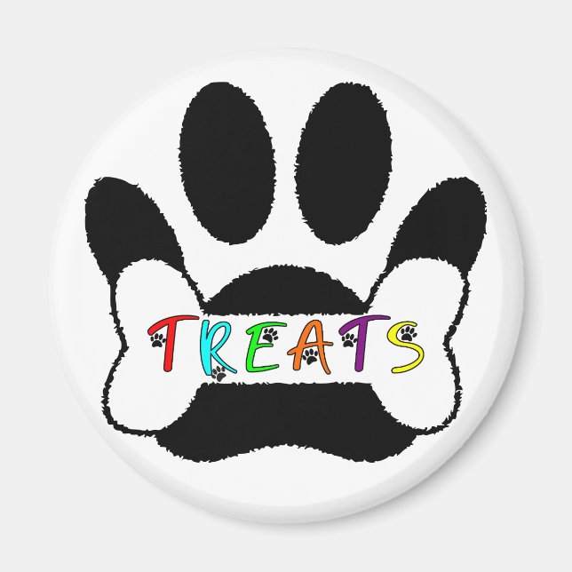 Dog Pawprint Bone Treats Custom Individual Magnet (Front)
