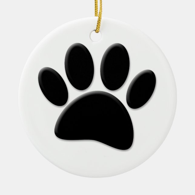 Dog Pawprint Ceramic Tree Decoration (Front)