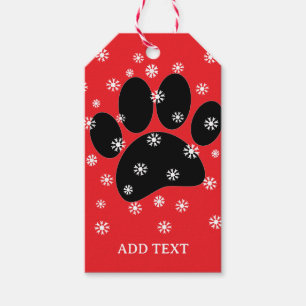Dog Pawprint Christmas Snow Flakes Custom Gift Tags