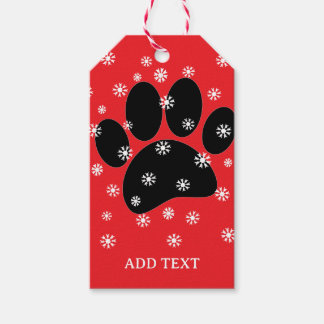 Dog Pawprint Christmas Snow Flakes Custom Gift Tags