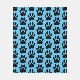 Dog Pawprint on Blue Fleece Blanket