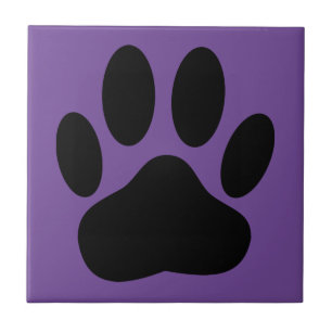 Dog Pawprint Purple Background Tile