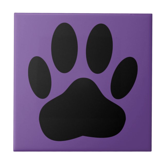 Dog Pawprint Purple Background Tile (Front)