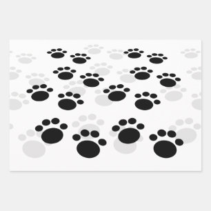Dog Pawprint Trail Wrapping Paper Sheet