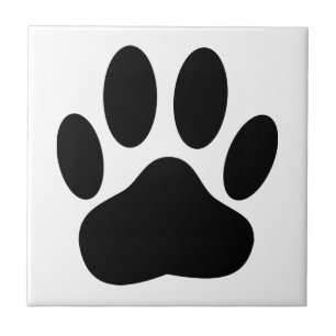 Dog Pawprint White Background Tile