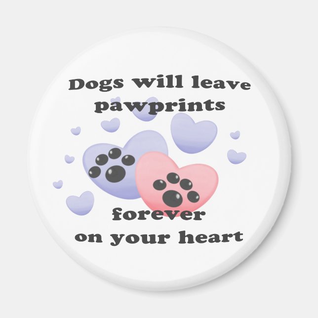 Dog Pawprints On The Heart Magnet (Front)