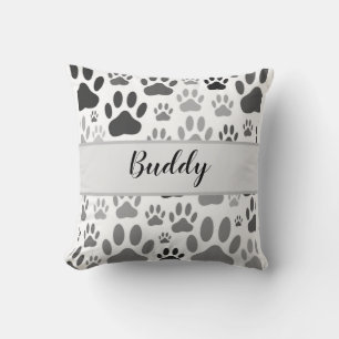 Dog Paws All Over Custom Print Dog Name Cushion