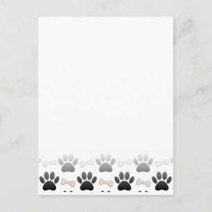 Dog Paws And Bones With Gradient Postcard