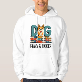 Dog Paws and Books Design Hoodie