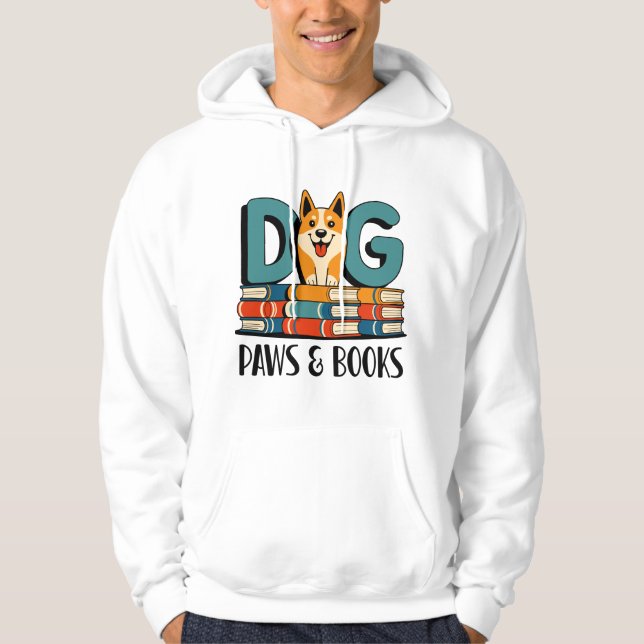 Dog Paws and Books Design Hoodie (Front)