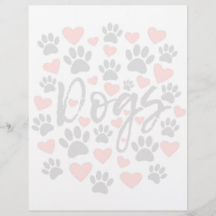 Dog Paws And Heart Drawings Custom Letterhead