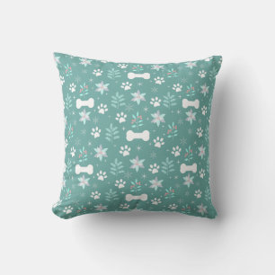 Dog Paws and Holiday Bones Pattern Cushion