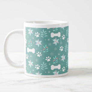 Dog Paws and Holiday Bones Pattern Large Coffee Mug