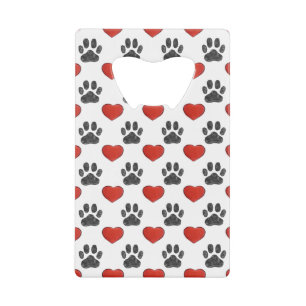 Dog Paws And Red Hearts Painting Pattern