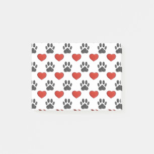 Dog Paws And Red Hearts Painting Pattern Post-it Notes