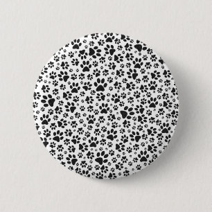 Dog Paws Black and White Polka Dot  6 Cm Round Badge