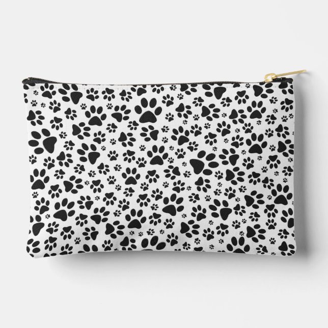 Dog Paws Black and White Polka Dot  Accessory Pouch (Back)